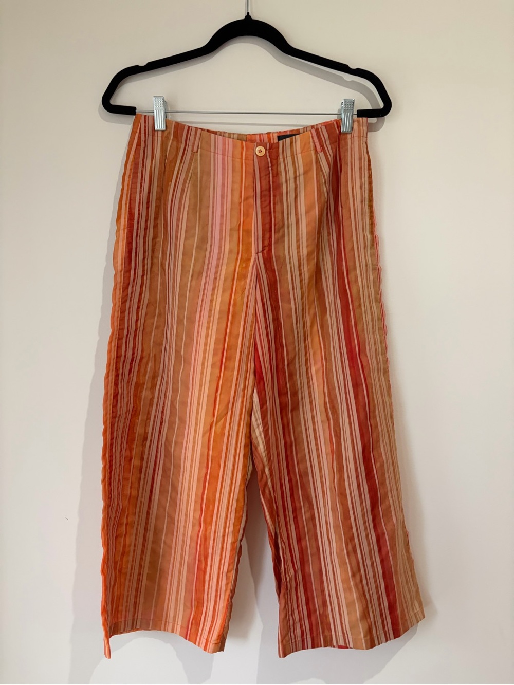 Y2K Orange Multi-Stripe Casual Capris Pants